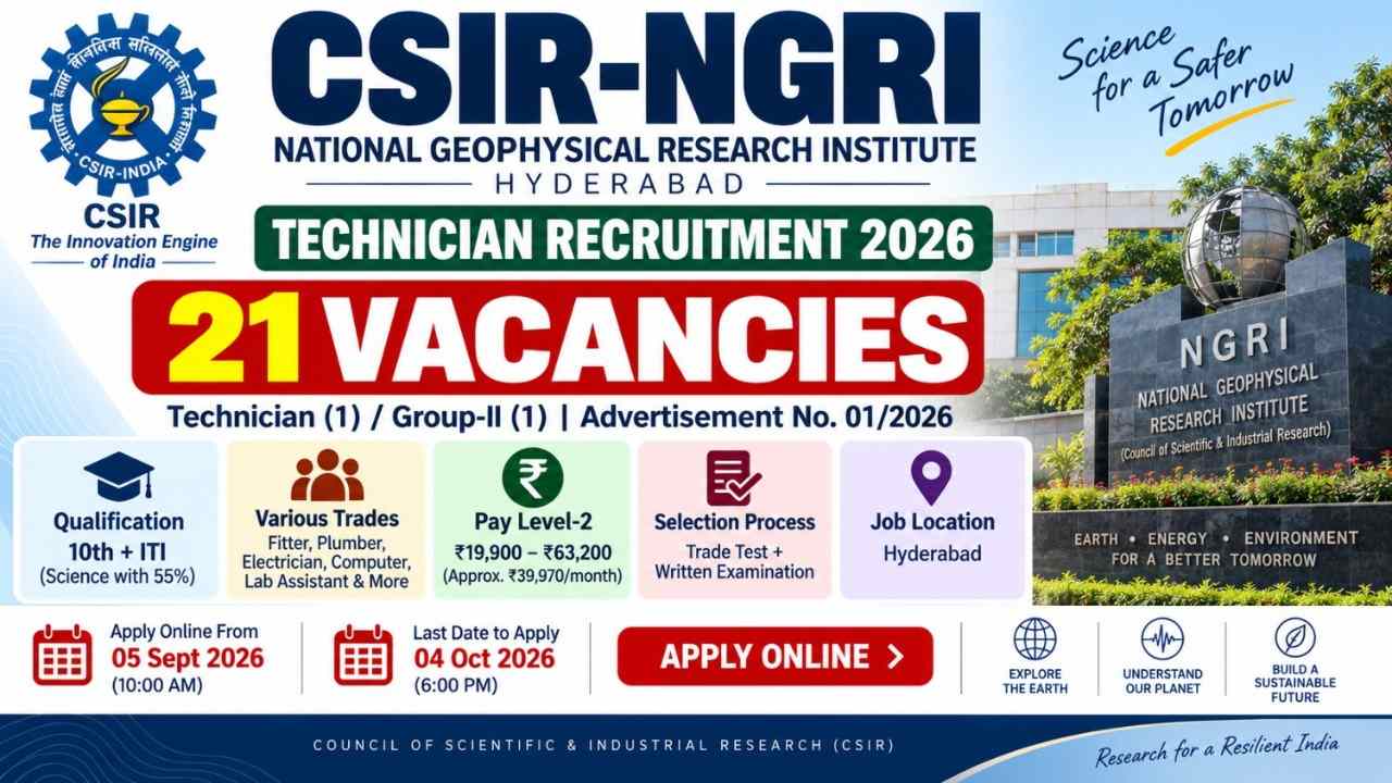 CSIR NGRI Technician Recruitment 2026