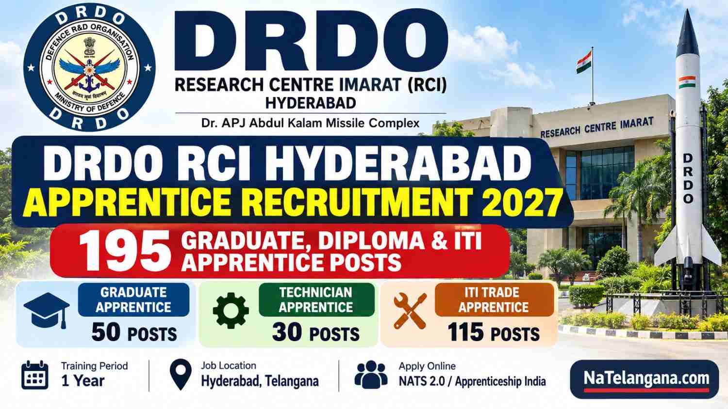 DRDO RCI Hyderabad Apprentice Recruitment