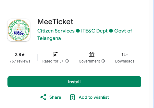 MeeTicket App Telangana 2026